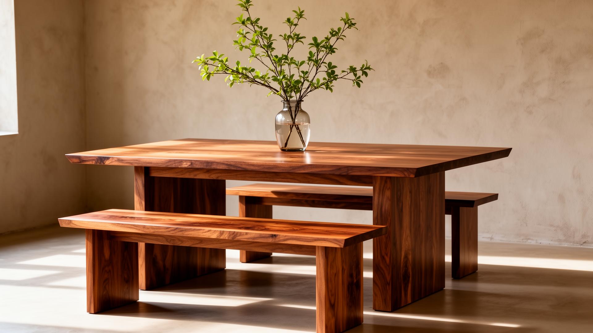 Solid walnut dining table manufactured in Jepara