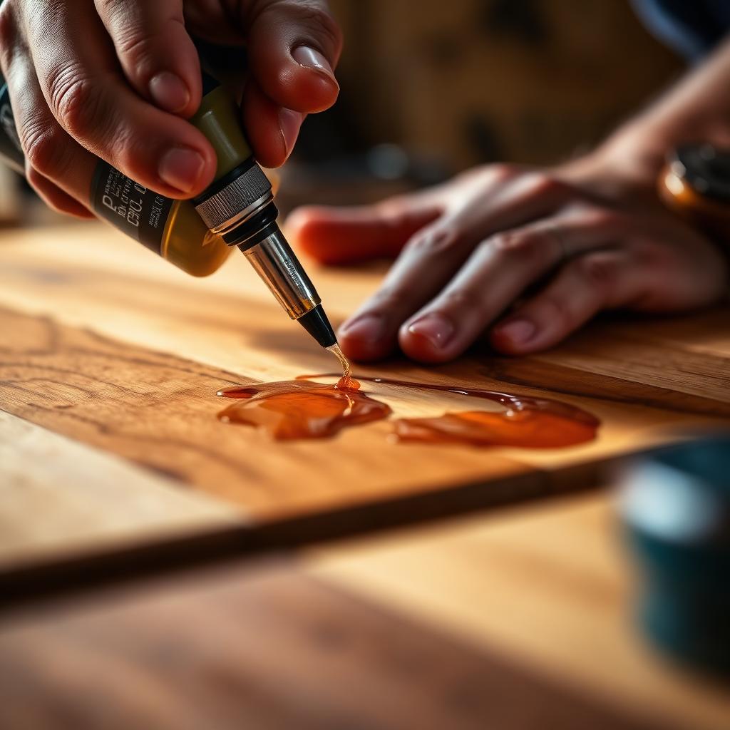 Craftsperson applying oil finish to a custom wood piece